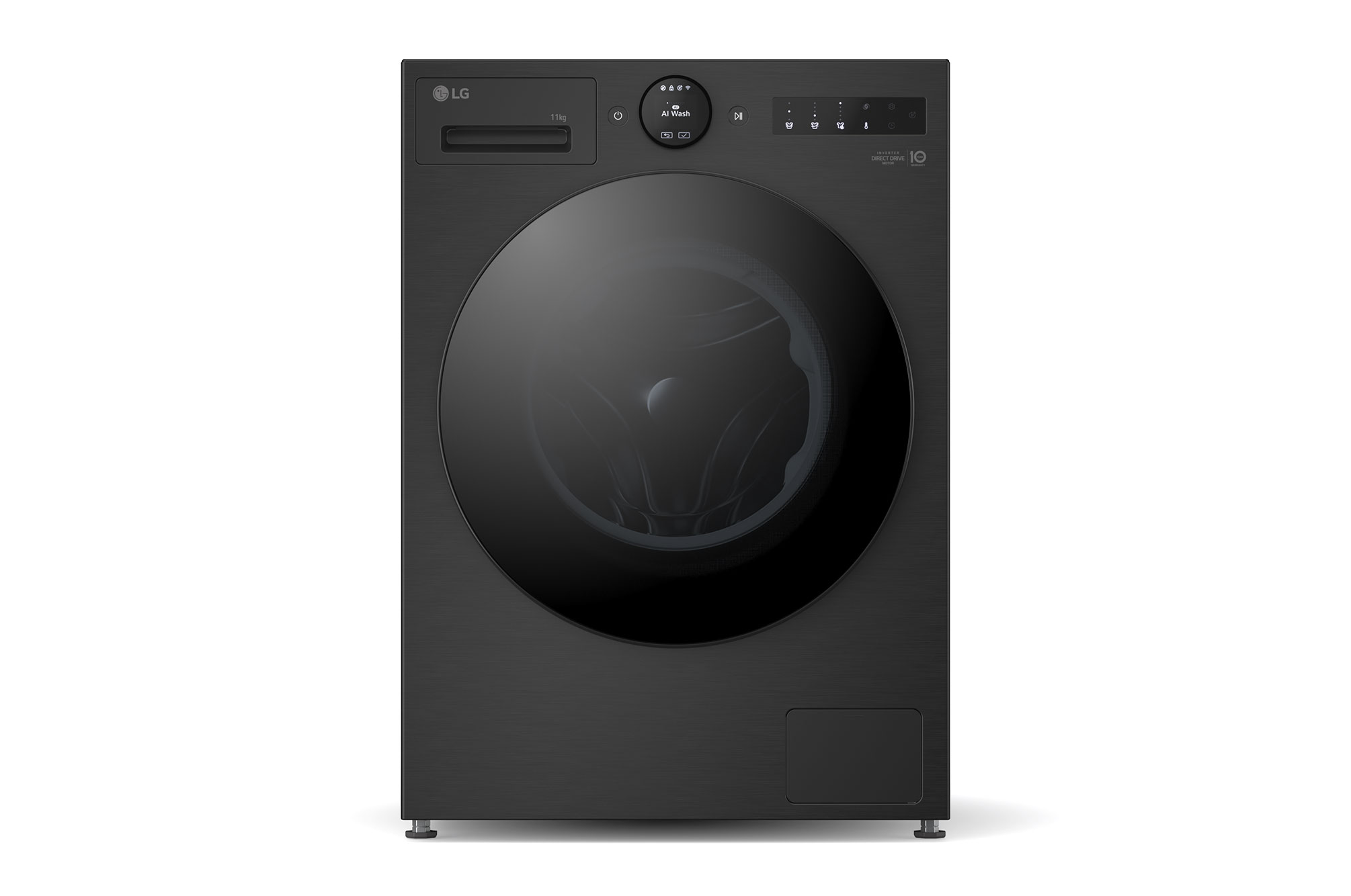 Front view of 11kg 1400 spin AI Direct Drive Washing Machine Series 7, Black F4X7011TBB