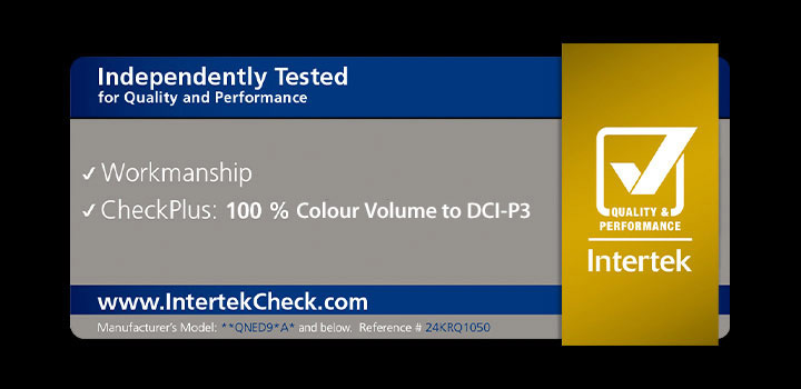 Intertrek certification for 100% colour Volume to DCI-P3.	