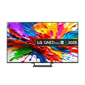 Front view of 85 inch LG QNED evo AI QNED93 MiniLED 4K Smart TV 2025 85QNED93A6A