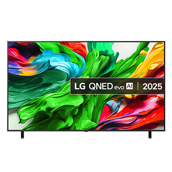 Front view of 86 inch LG QNED evo AI QNED85 MiniLED 4k Smart TV 2025 86QNED85A6C