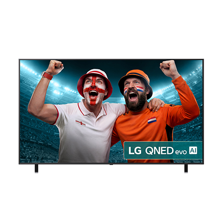 Front view of 86 inch LG QNED evo AI QNED85 MiniLED 4k Smart TV 2025 86QNED85A6C