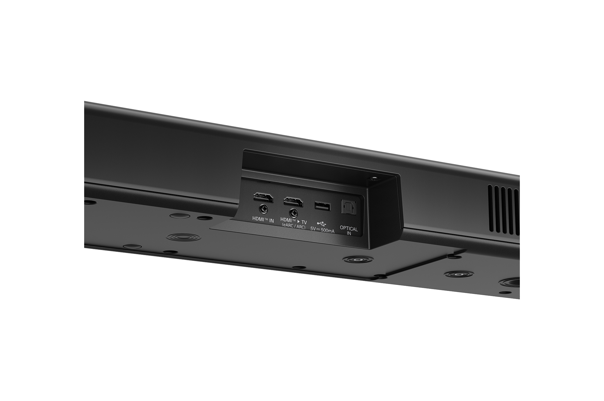 Angled view of LG Soundbar US90TY's back