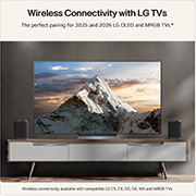 Feature card showing the sound suite M5 next to the LG TV OLED G5 or C5 help to visualise the wire-free setup