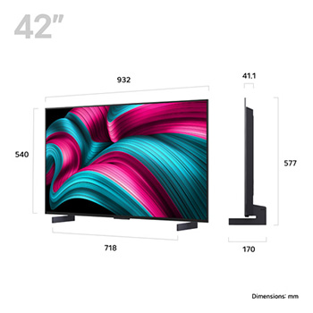Slightly angled view of LG OLED evo AI C5 4K Smart TV.