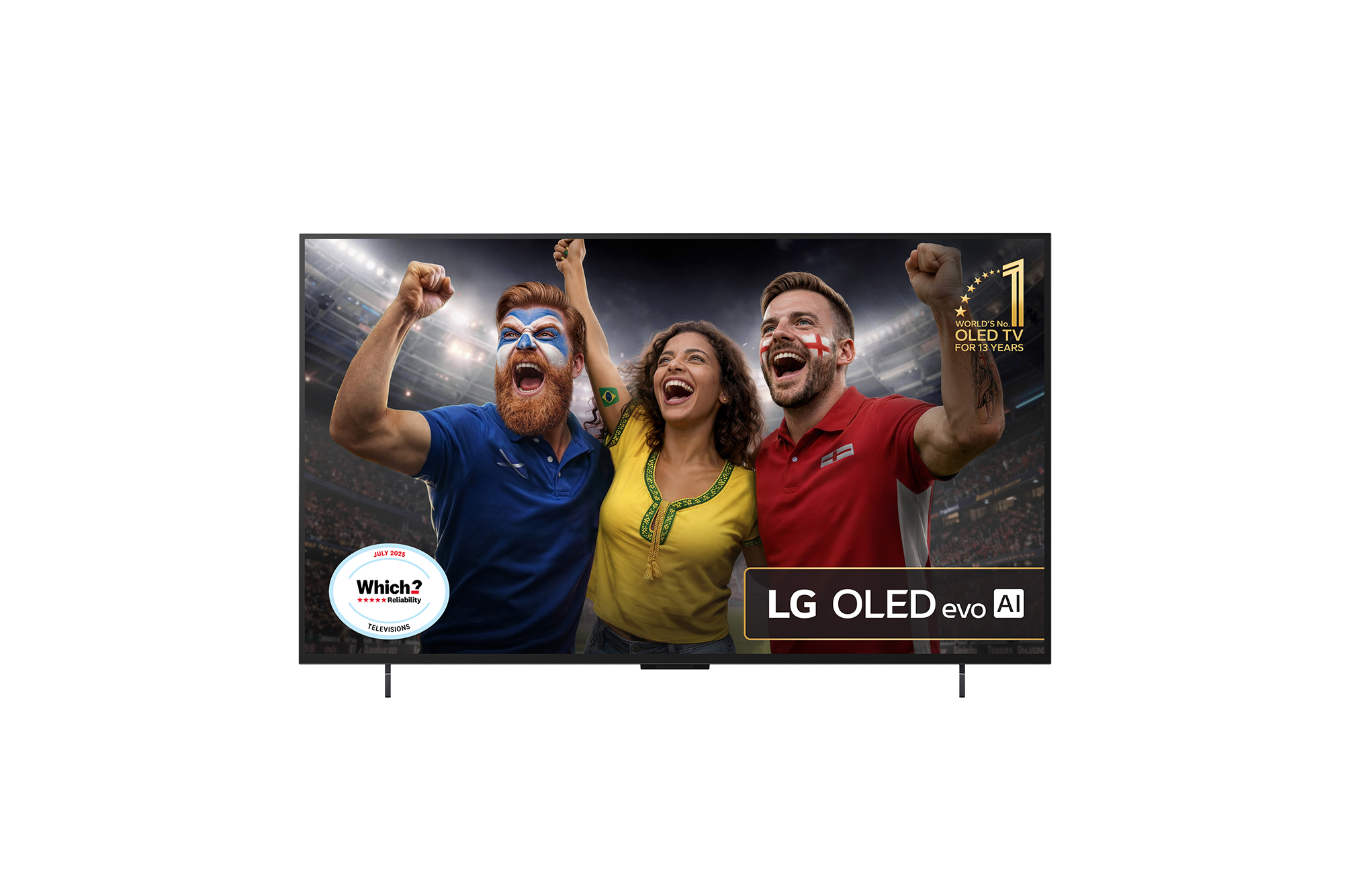 Front view of 42 inch LG OLED evo AI C5 4K Smart TV 2025 OLED42C55LA