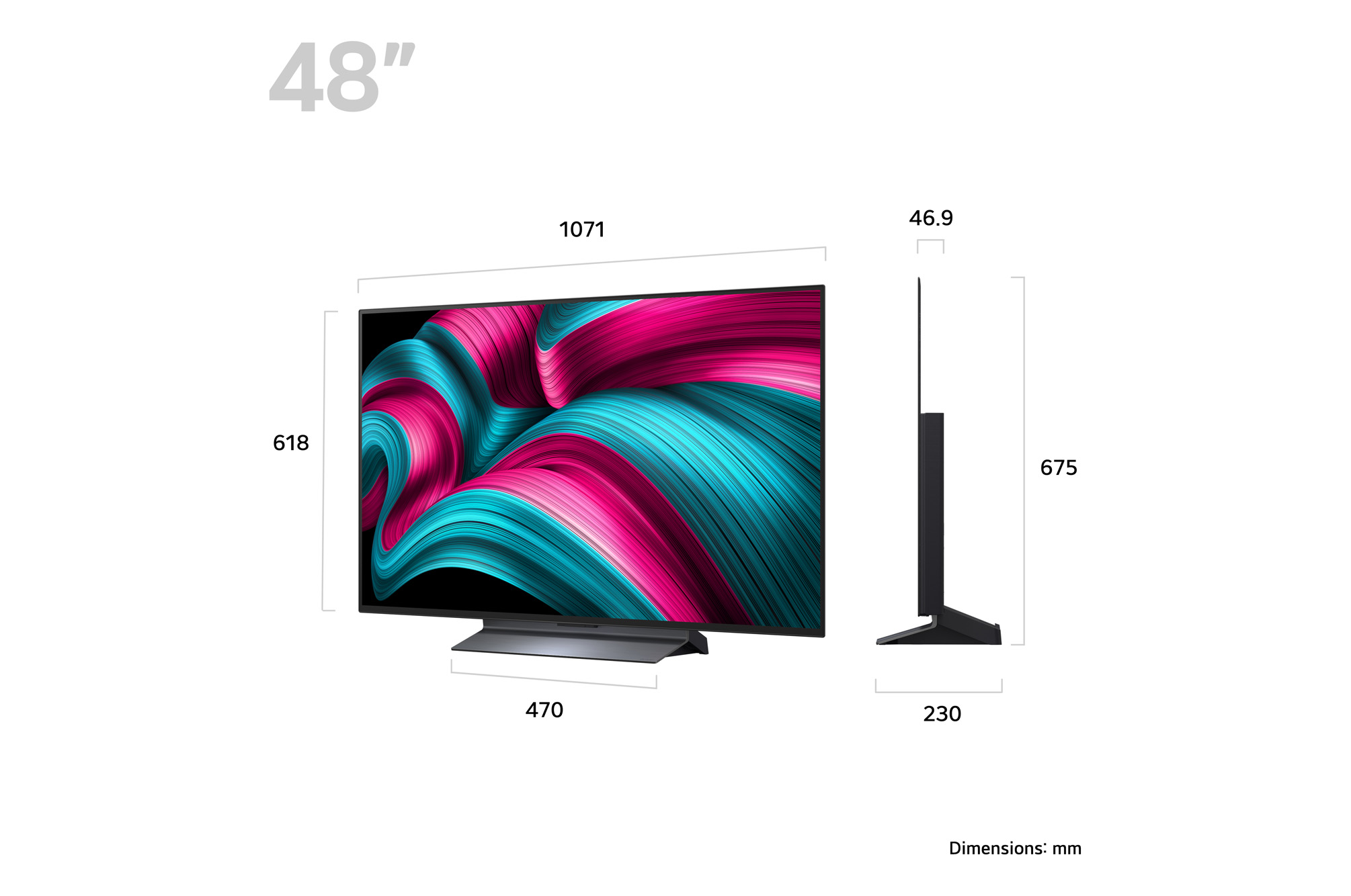 Slightly angled view of LG OLED evo AI C5 4K Smart TV.
