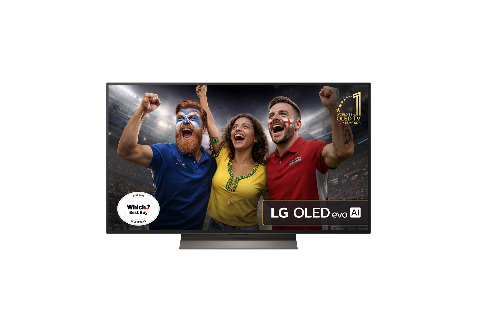 Front view of 48 inch LG OLED evo AI C5 4K Smart TV 2025 OLED48C56LB