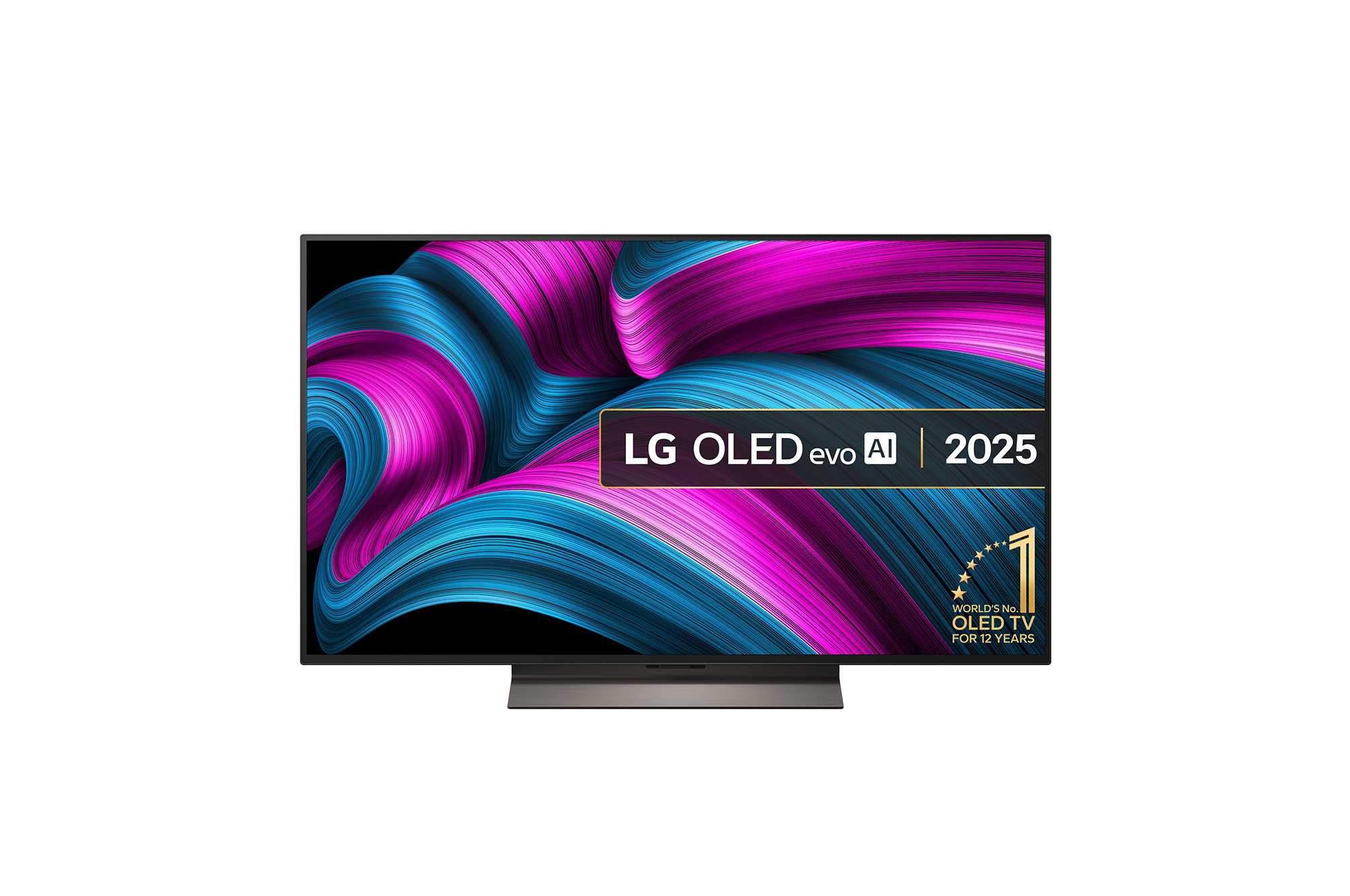 Front view of 48 inch LG OLED evo AI C5E 4K Smart TV 2025 OLED48C5ELB