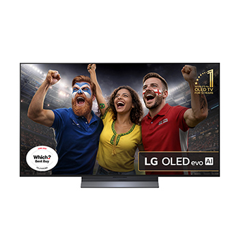 Front view of 55 inch LG OLED evo AI C5 4K Smart TV 2025 OLED55C54LA