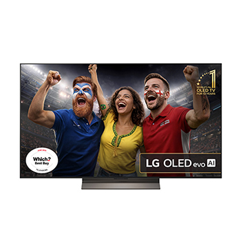 Front view of 55 inch LG OLED evo AI C5 4K Smart TV 2025 OLED55C56LB