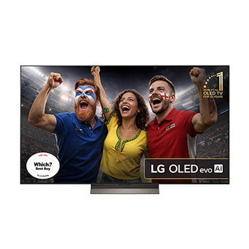 Front view of 65 inch LG OLED evo AI C5 4K Smart TV 2025 OLED65C56LB