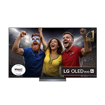 Front view of 77 inch LG OLED evo AI C5 4K Smart TV 2025 OLED77C54LA