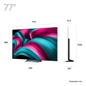 Slightly angled view of LG OLED evo AI C5 4K Smart TV.