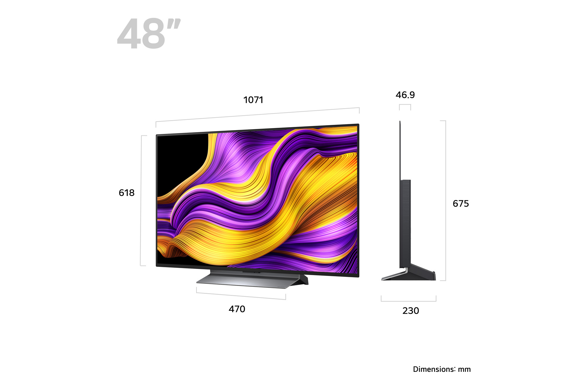 Left-facing side view of LG OLED evo AI G5 4K Smart TV.