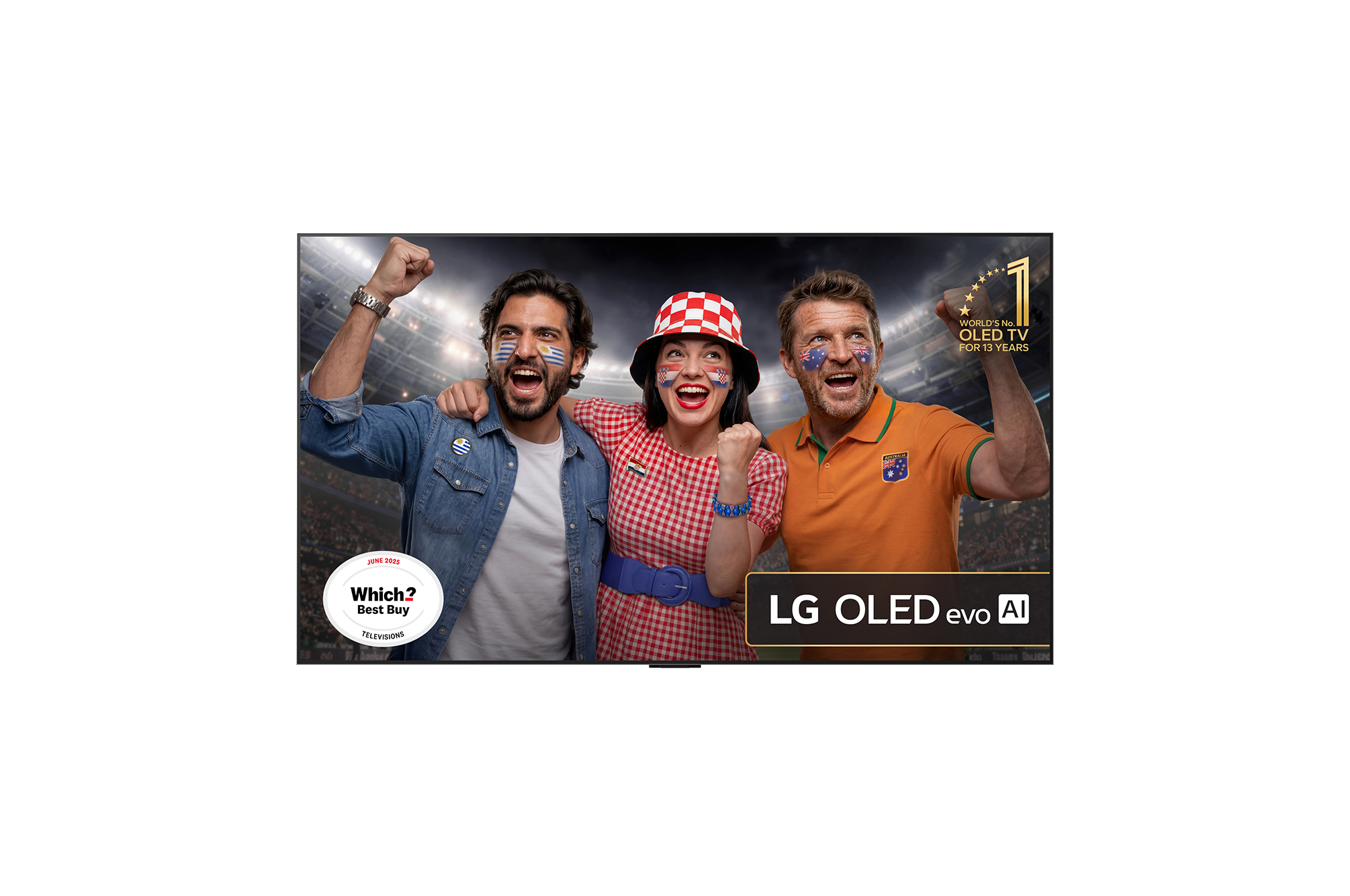 Front view of 55 inch LG OLED evo AI G5 4K Smart TV 2025 - Wall mount version OLED55G54LW
