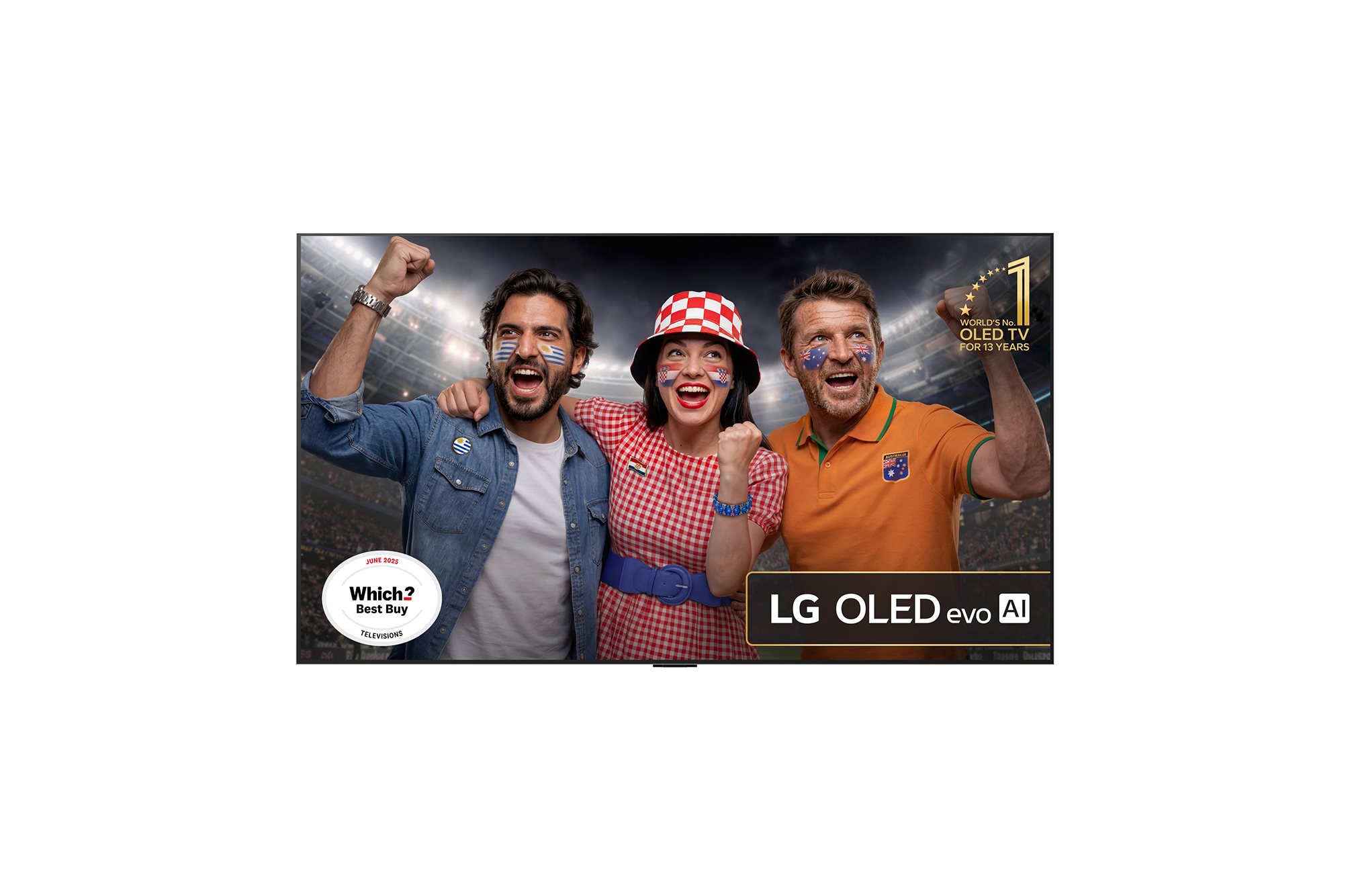 Front view of 65 inch LG OLED evo AI G5 4K Smart TV 2025 - Wall mount version OLED65G54LW