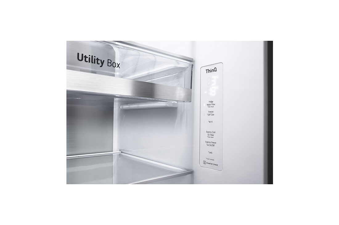 LG 674L InstaView™ Door-in-Door Side by Side Fridge with Uvnano™ Ice & Water Dispenser in Black Finish, GC-X257CQFS
