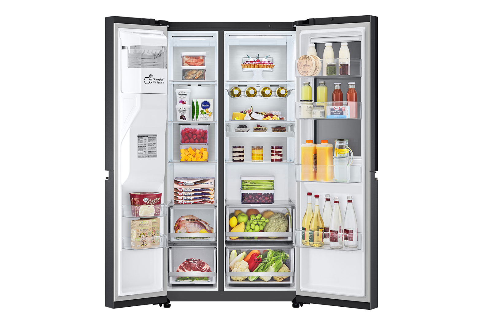 LG 674L InstaView™ Door-in-Door Side by Side Fridge with Uvnano™ Ice & Water Dispenser in Black Finish, GC-X257CQFS