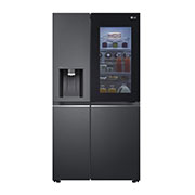 Front view of 611L InstaView™ Door-in-Door Side by Side Fridge with Uvnano™ Ice & Water Dispenser in Black Finish, GC-X257CQFS