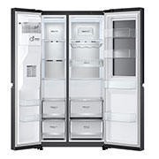 LG 674L InstaView™ Door-in-Door Side by Side Fridge with Uvnano™ Ice & Water Dispenser in Black Finish, GC-X257CQFS
