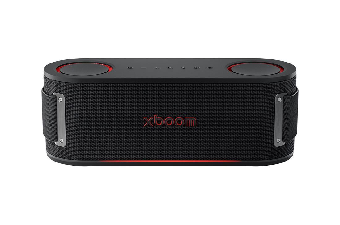 Front view of LG xboom Bounce by will.i.am | Bluetooth Speaker | xboom Signature Sound with Upward Passive Radiators