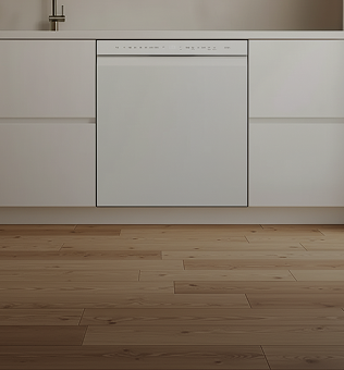Dishwasher built into kitchen cabinetry